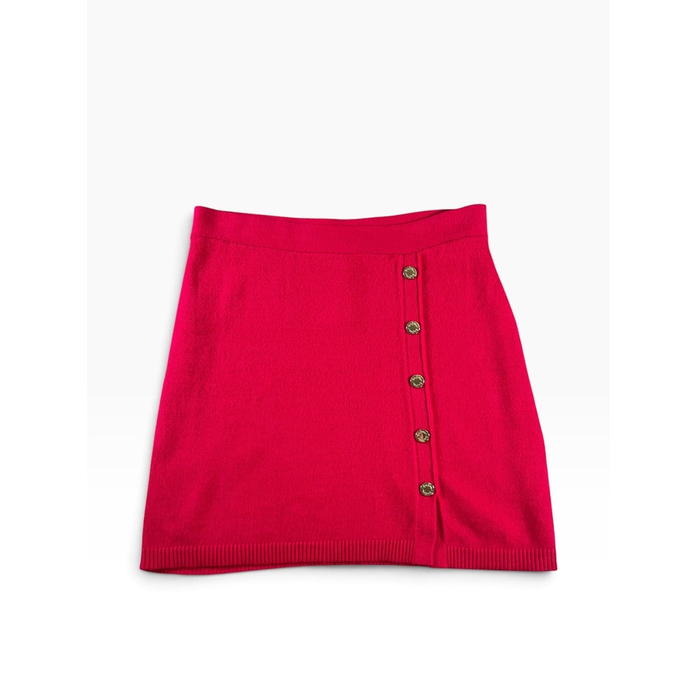 Lilly Pulitzer Lizona Sweater Skirt Poinsettia Red Button Detail Mini Skirt M